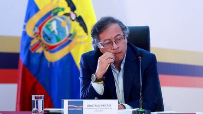 El presidente de Colombia, Gustavo Petro, en una cumbre bilateral con Ecuador, el pasado 31 de enero en Tulcán (Ecuador).