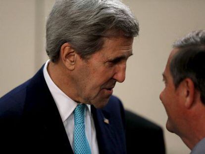 John Kerry en la reunión hoy de la OTAN.