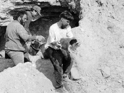 El arque&oacute;logo Jeremy Schipper en una cueva de Qumram.