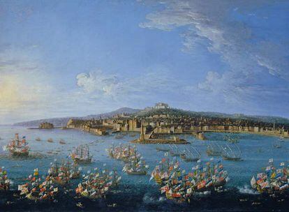 Salida de Carlos III del Puerto de Nápoles, vista desde el Mar, de Antonio Joli