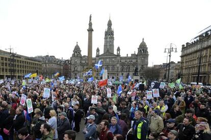 Manifestación contra la modernización de la flota submarina nuclear en Glasgow el 4 de abril.