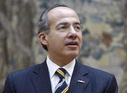 El presidente mexicano, Felipe Calderón, en el palacio de El Pardo.