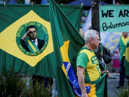 Un seguidor del presidente Bolsonaro participa en una protesta el pasado miércoles, día de la Independencia de Brasil, en Porto Alegre.