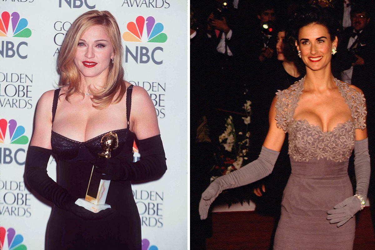 Madonna en los Globos de Oro de 1997 y Demi Moore en los Oscar de 1992.