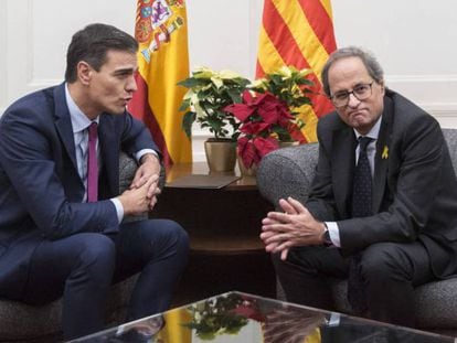 Reunion entre Pedro Sánchez y Quim Torra, el pasado diciembre.