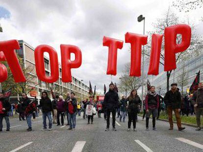 Manifestaci&oacute;n contra el Tratado de Libre Comercio la pasada semana en Hanover