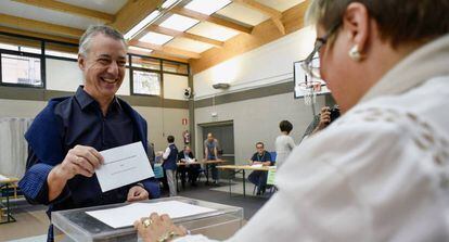 Iñigo Urkullu, este domingo, en Durango (Bizkaia).