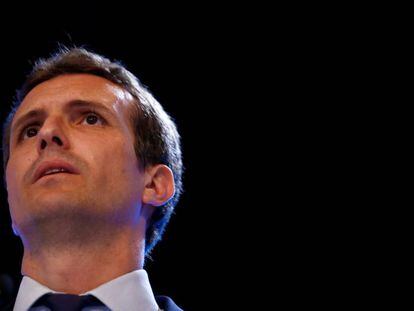 Pablo Casado tras ser elegido como nuevo líder del Partido Popular el pasado 21 de julio en Madrid.