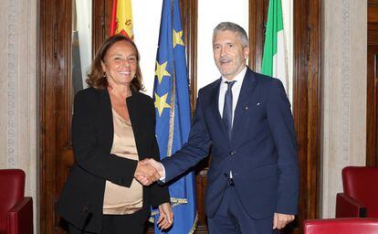 La ministra del Interior italiana, Luciana Lamorgese, y su homólogo español, Fernando Grande-Marlaska.