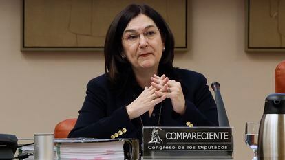 La presidenta de la CNMC, Cani Fernández, en el Congreso.