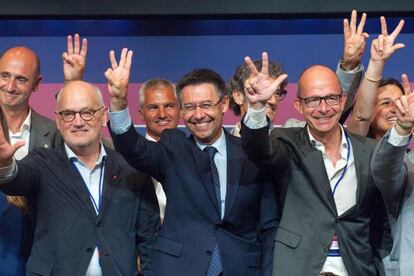Josep Maria Bartomeu celebra la seva victòria electoral.