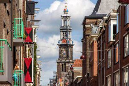 Torre de la Westerkerk, en el barrio de Jordaan, en Ámsterdam.