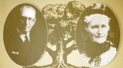 David MacConell, fundador de Avon, y Mrs. Albee, primera vendedora de la compañía.