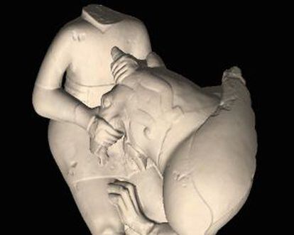 Recreación en 3D de una escultura del yacimiento de Cerrillo Blanco.