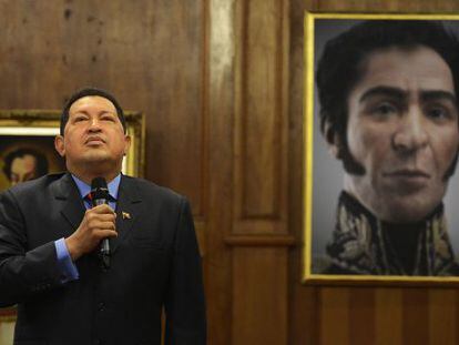 Hugo Chávez durante la rueda de prensa que dio en Caracas el 9 de octubre.