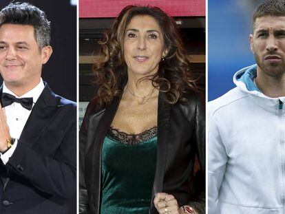 Alejandro Sanz, Paz Padilla y Sergio Ramos.