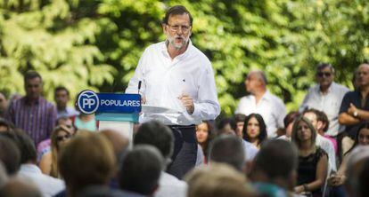 Mariano Rajoy, este domingo, en Soutomaior.