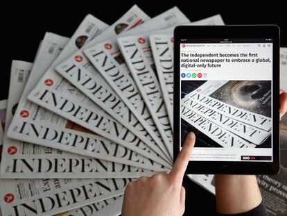 El peri&oacute;dico brit&aacute;nico &#039;The Independent&#039; en sus versiones de papel y digital.