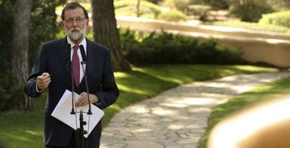 El presidente del Gobierno, Mariano Rajoy, durante la rueda de prensa de este lunes.