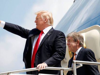 El presidente Trump a su llegada a Springfield, Misuri, este miércoles.
