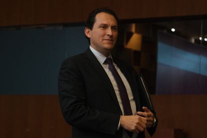Alejandro Celorio, durante una conferencia de prensa en la Secretaría de Relaciones Exteriores.