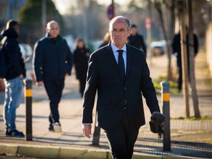 Francisco Camps, expresidente de la Generalitat Valenciana, a su llegada este lunes a la Audiencia Nacional.