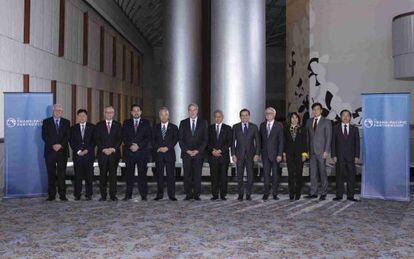 Los ministros de economía de las doce naciones que negocian el TPP en Atlanta.