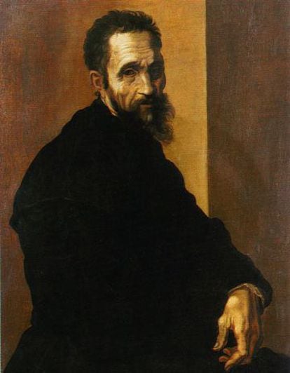 Uno de los pocos retratos de Miguel Ángel, realizado por Jacopino del Conte en 1535.