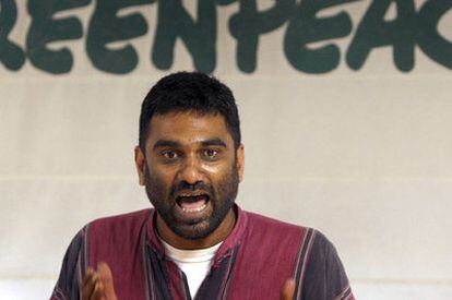 Kumi Naidoo, director general de Greenpeace Internacional, ayer en Madrid.