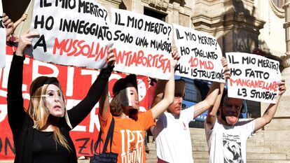 Manifestación en Roma contra el Gobierno italiano.
