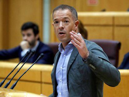 El senador del PSOE Ander Gil, durante su intervención en el pleno del Senado.
