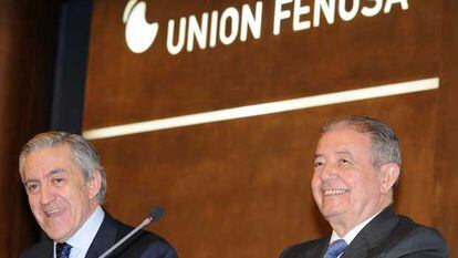 Honorato López Isla (izquierda) y Salvador Gabarró, nuevo presidente de Unión Fenosa.