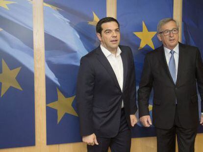 Tsipras y Juncker, este lunes en Bruselas.