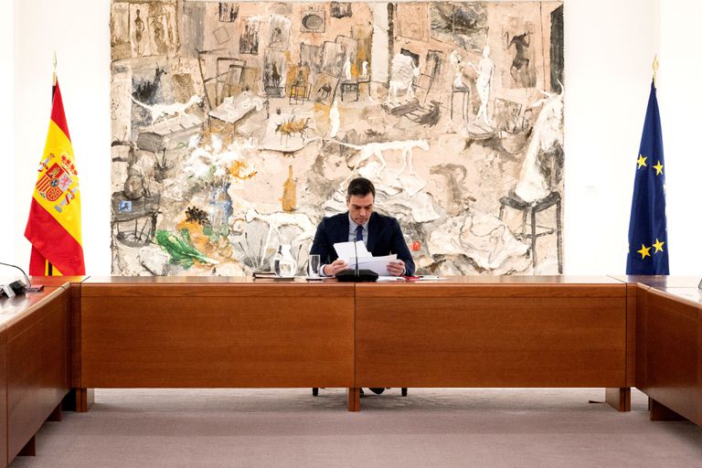 El presidente Pedro Sánchez durante la reunión del comité de gestión técnico de este lunes.