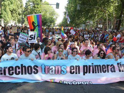 Manifestación por los derechos de los transexuales el día del Orgullo Gay de 2018