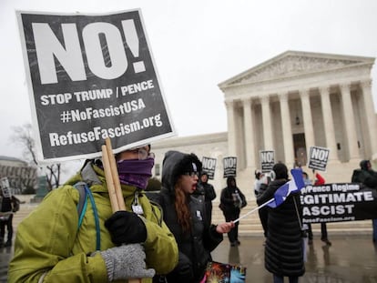 Manifestaci&oacute;n de protesta en Washington, tras la toma de posesi&oacute;n de Trump.