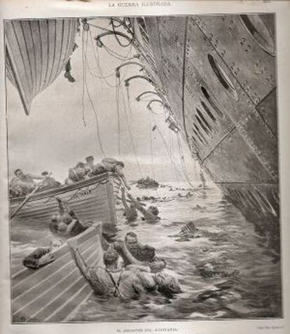 Dibujo del hundimiento del 'Lusitania' según una publicación de la época