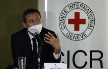 El jefe de delegación en Colombia del Comité Internacional de la Cruz Roja, Lorenzo Caraffi, durante la presentación del balance anual, en Bogotá.