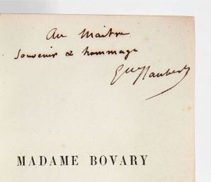 Firma de Gustave Flaubert en una edición de 1857 de 'Madame Bovary'.