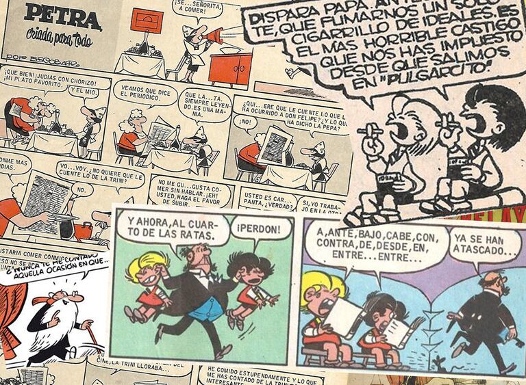 Una asistenta de hogar a la que su señora trata de forma despreciable, dos niños fumando, un padre que los encierra en un cuarto lleno de ratas... y todo era humor. Eran los años cincuenta y estos tebeos triunfaban en España.
