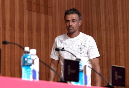 Luis Enrique, momentos antes de la rueda de prensa este miercoles en Doha.