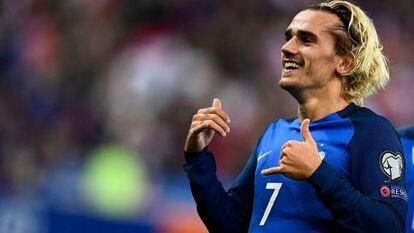 Griezmann celebra un gol ante Bielorrusia.