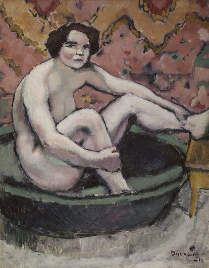 'Femme nue assise dans un tub' (Mujer desnuda sentada dentro de una bañera), 1910.