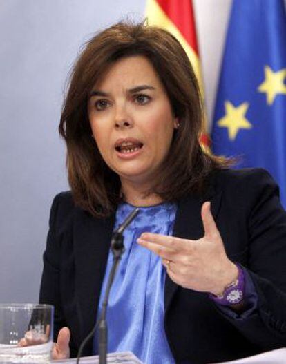 Soraya Sáenz de Santamaría, en la rueda de prensa tras el Consejo de Ministros.