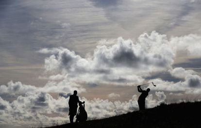 El golfista británico Max Orrin, en el torneo de Kingsbarns que se disputa en Escocia.