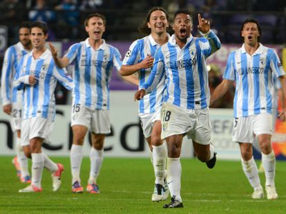 Eliseu celebra su primer gol al Anderlecht.