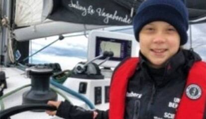 Greta Thunberg, a bord de 'La Vagabonde', el 14 de novembre.