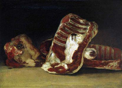 'Bodegón con costillas, lomo y cabeza de cordero', pintado por Goya entre 1808 y 1812.