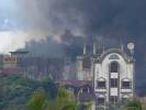 Smoke billows behind a mosque in a residential neighbourhood in Marawi City due to fighting between government soldiers and the Maute militant group, in southern Philippines