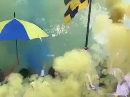 La fiesta de los hinchas de Boca en Sevilla.